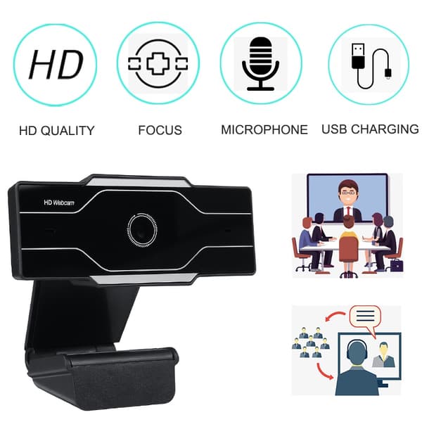 1080P Full HD-kamera USB-webkamera PC Desktop Bærbar CMOS-webkamera med mikrofon (sort)