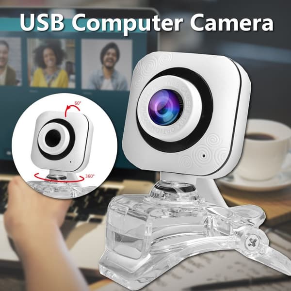 360° roterbart USB-webkamera med lydabsorptionsmikrofon, webkamera digitalt videowebkamera til computer pc bærbar computer