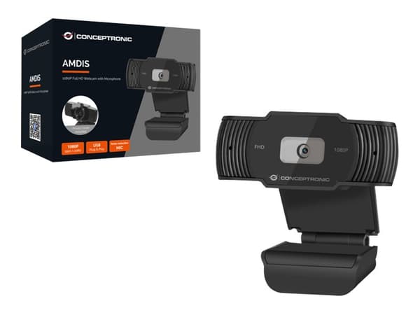 Conceptronic AMDIS04B - Nettkamera - farge - 1920 x 1080 - 1080p - fastfokal - lyd - USB 2.0 - DC 5 V
