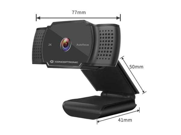 Conceptronic AMDIS 2K Super HD autofokuswebbkamera med mikrofon - 5 MP - 2592 x 1944 pixlar - 30 fps - 640x480@30fps,1280x720@30fps,1920x1080@30fps,25