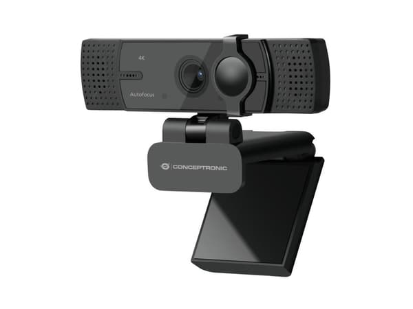 Conceptronic AMDIS07B - Webkamera - farve - 8,3 MP - 3840 x 2160 - 4K - fast brændvidde - lyd - USB2.0 - MJPEG, YUY2 - DC 5 V (AMDIS07B) Sort