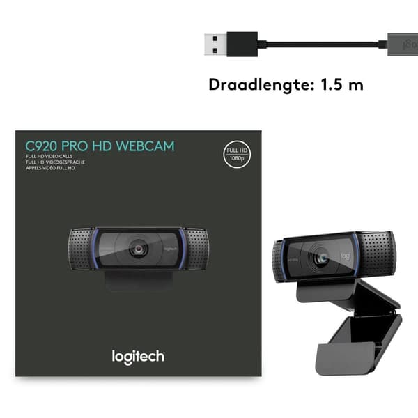 Logitech C920 - HD Pro Webcam - Full HD 1080p - To mikrofoner