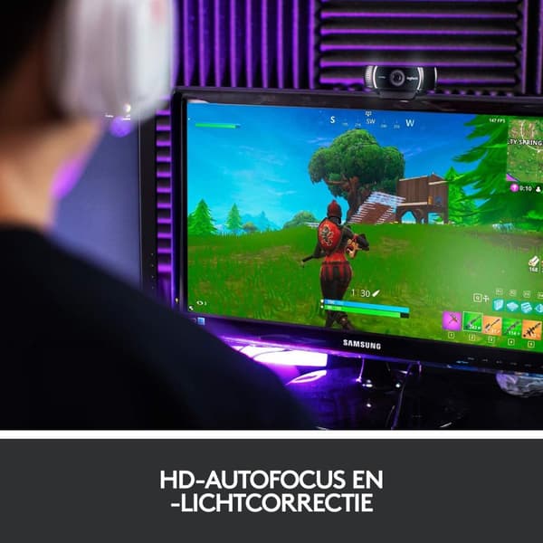 Logitech - Webbkamera - C922 Pro Stream-webbkamera - Full HD-webbkamera - FULL HD 1080P/30fps - Svart
