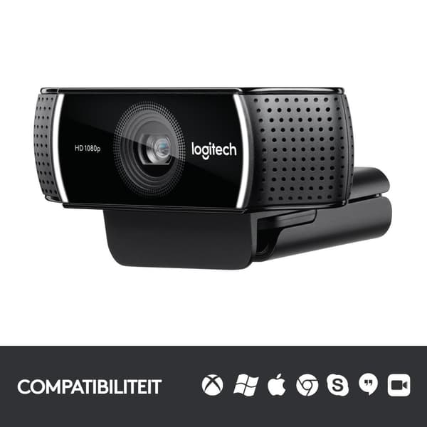 Logitech - Webbkamera - C922 Pro Stream-webbkamera - Full HD-webbkamera - FULL HD 1080P/30fps - Svart
