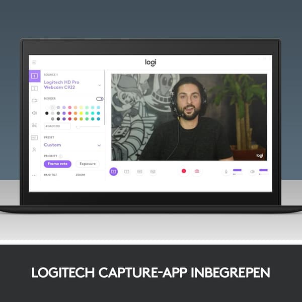 Logitech - Webbkamera - C922 Pro Stream-webbkamera - Full HD-webbkamera - FULL HD 1080P/30fps - Svart