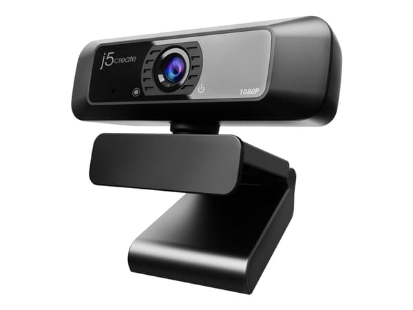 j5create JVCU100 - Webbkamera - färg - 2 MP - 1920 x 1080 - ljud - USB 2.0 - MJPEG, H.264, YUV2 - DC 5 V Svart