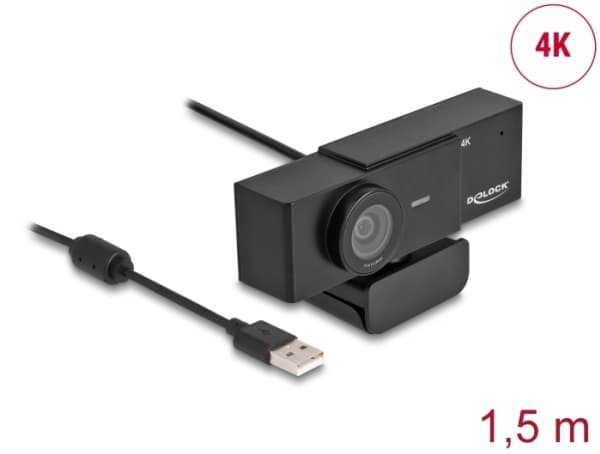 Delock - Webbkamera - färg - 8.3 MP - 3840 x 2160 - ljud - USB 2.0 - MJPEG, YUY2 - DC 5 V