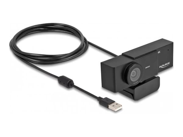 Delock - Nettkamera - farge - 8.3 MP - 3840 x 2160 - lyd - USB 2.0 - MJPEG, YUY2 - DC 5 V Sort