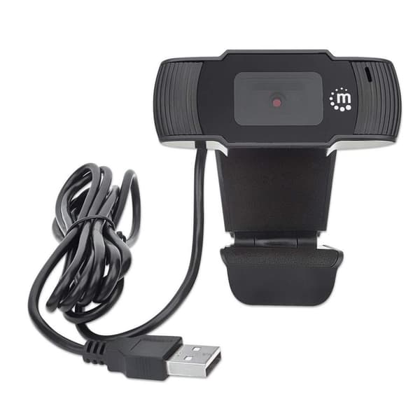 Manhattan USB-webkamera, to megapixel, 1080p Full HD, USB-A, integreret mikrofon, justerbar klipsbase, 30 billeder pr. sekund, sort, æske - webkamera