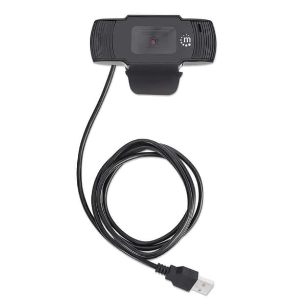 Manhattan USB-webkamera, to megapixel, 1080p Full HD, USB-A, integreret mikrofon, justerbar klipsbase, 30 billeder pr. sekund, sort, æske - webkamera