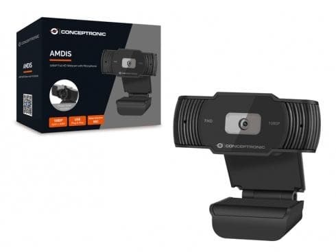 Conceptronic AMDIS04B - Webkamera - farve - 1920 x 1080 - 1080p - fast brændvidde - lyd - USB2.0 - DC 5V (AMDIS04B)