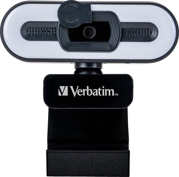 Full HD 1.080P autofokus-webkamera med mikrofon og lys Sort