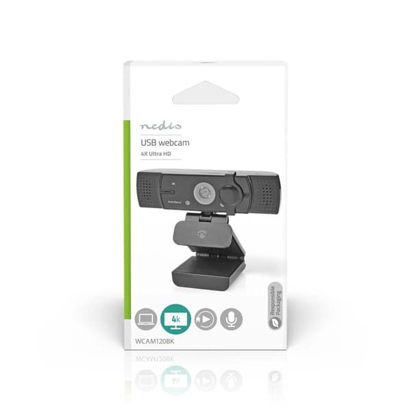 Nedis Webkamera | Full HD@60fps / 4K@30fps | Autofokus | Built-In Microphone | Sort