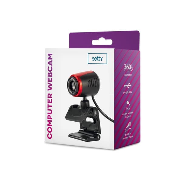 Setty USB Digital Webbkamera med Mikrofon Svart röd