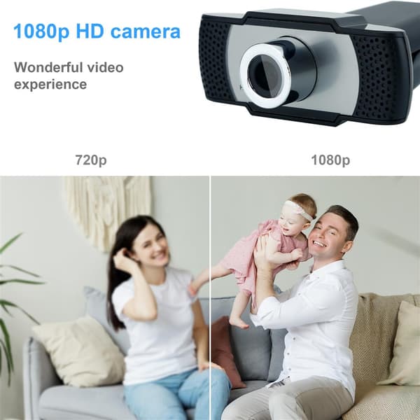 Webcam 1080P med mikrofon USB 2.0