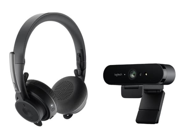 Logitech Pro Personal Video Collaboration Kit - 4K Ultra HD-webbkamera med dubbla rundstrålande mikrofoner + Bluetooth-headset