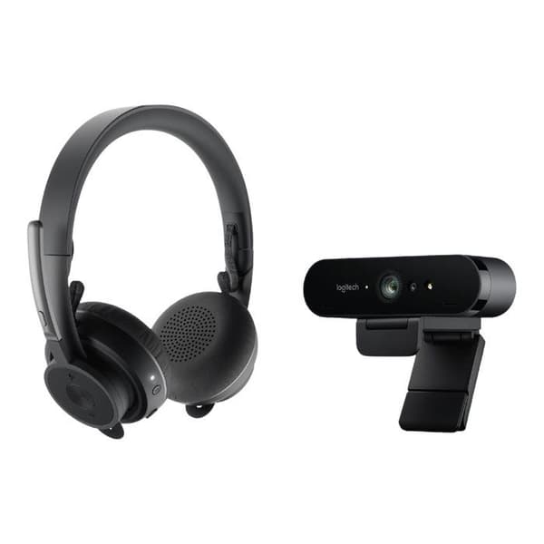 Logitech Pro Personal Video Collaboration Kit - 4K Ultra HD-webbkamera med dubbla rundstrålande mikrofoner + Bluetooth-headset