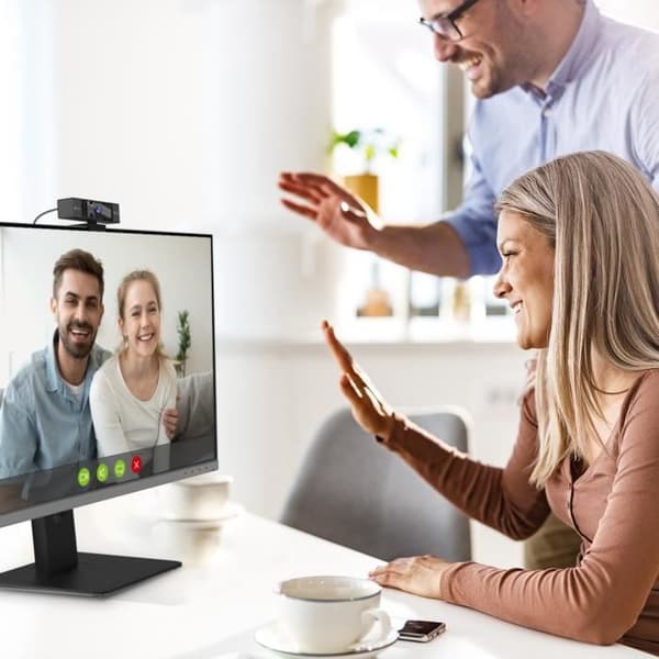 j5create JVCU435 4K UHD USB-webbkamera med 5x digital zoomfjärrkontroll, 3840 x 2160 videoupplösning, svart och silver