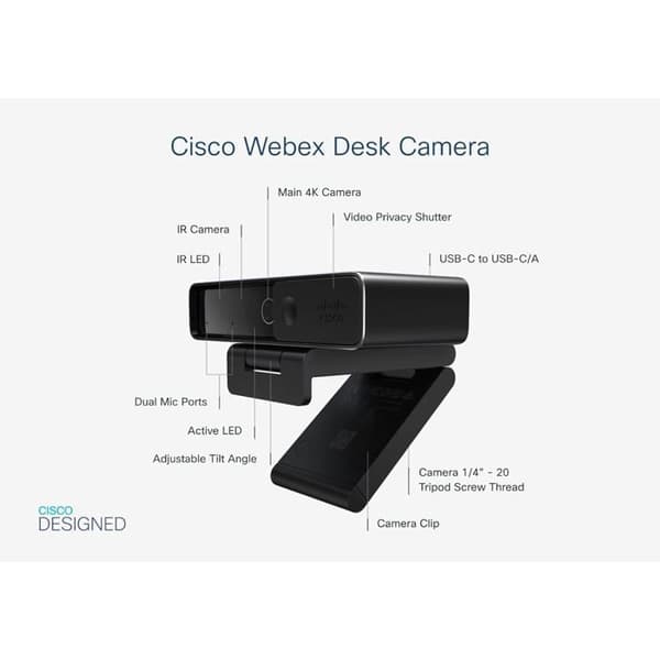 Webbkamera - Cisco - Webex Desk Camera - 13000 000 pixlar - USB-C - Ljud