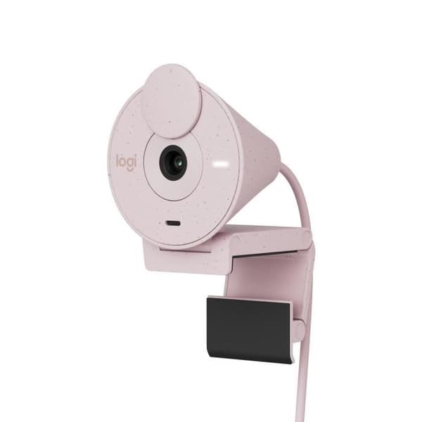 Webbkamera Logitech Brio 300 Full HD med sekretess, mikrofon med brusreducering, USB-C - Rosa Rosa