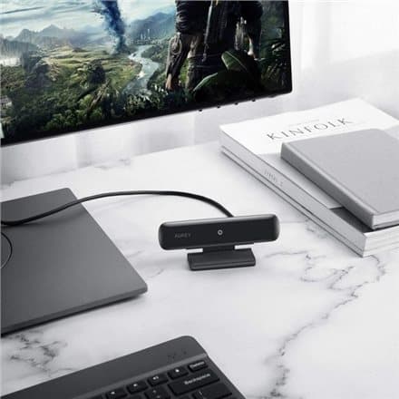 PC-W1 Kamera internetowa USB | Full HD 1920x1080 | 1080p | 30fps | mikrofony stereo z redukcja hałasu Sort