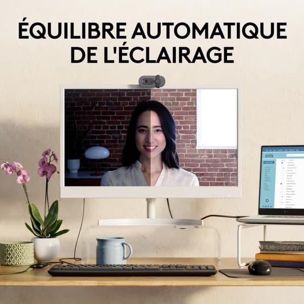 Logitech Brio 100 Full HD-webbkamera med sekretess, automatisk ljuskorrigering, USB-A - grafit