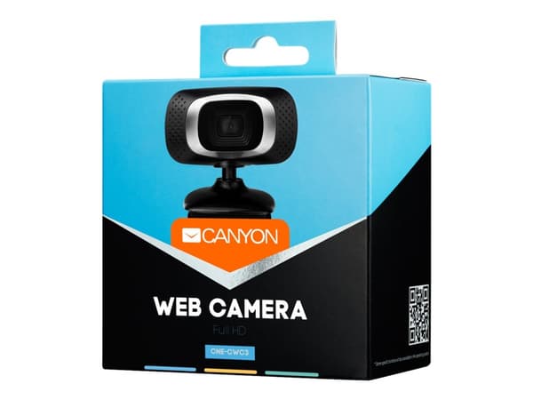 Canyon CNE-CWC3N - Webbkamera - färg - 1 MP - 1280 x 720 - ljud - USB 2.0 Svart, Silver