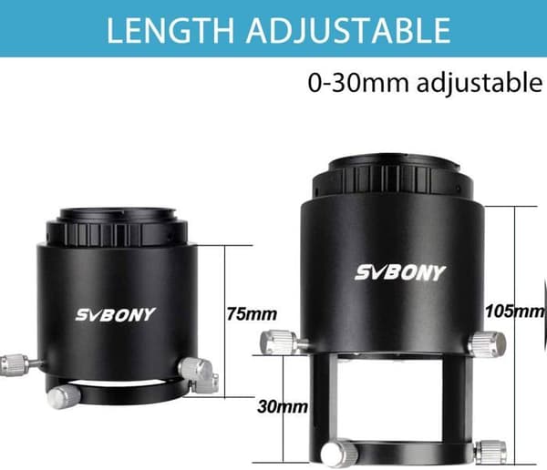 Svbony SV123 Spotting Scope Adapter, Spotting Scope Camera Adapter, Justerbar längd T Adapter Kompatibel med SV46