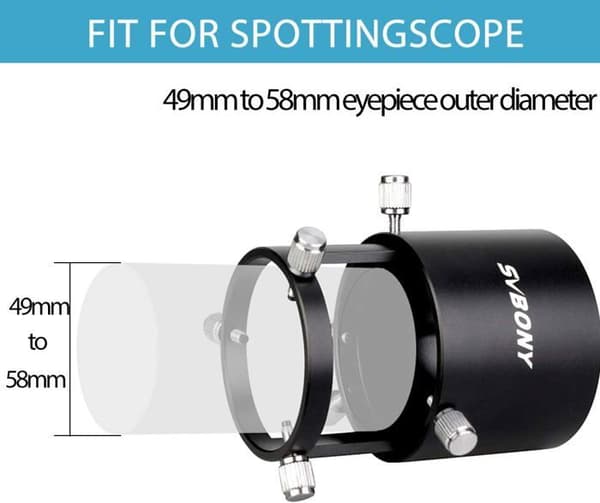 Svbony SV123 Spotting Scope Adapter, Spotting Scope Camera Adapter, Justerbar längd T Adapter Kompatibel med SV46