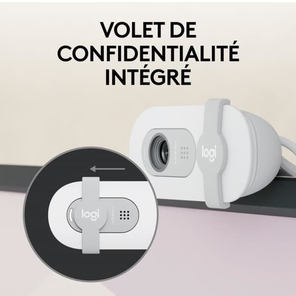 Webbkamera - Full HD 1080p - Logitech - Brio 100 - Integrerad mikrofon - Vit