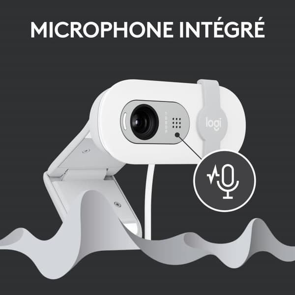 Webbkamera - Full HD 1080p - Logitech - Brio 100 - Integrerad mikrofon - Vit