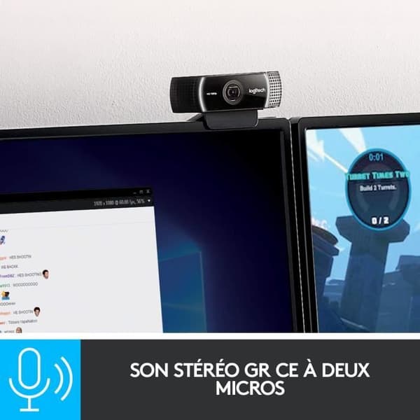 Webbkamera - Full HD 1080p - Logitech - C922 Pro - Stream - Svart