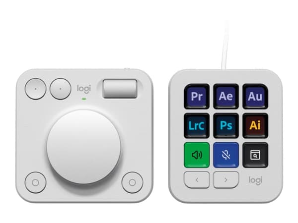 Logitech Master Series MX Creative Console - Tastatur- og dialsystemsett - bakgrunnsbelyst - USB-C - blekgrå