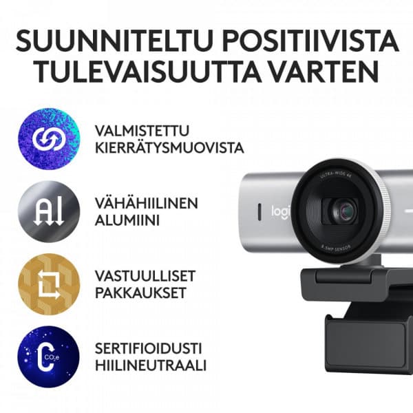 Logitech MX Brio Ultra HD 4K -web-kamera, hopea