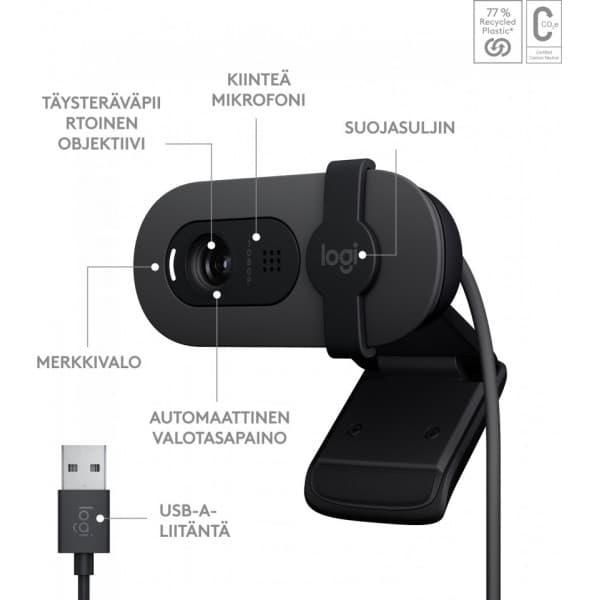 Logitech Brio 100 -web-kamera, musta