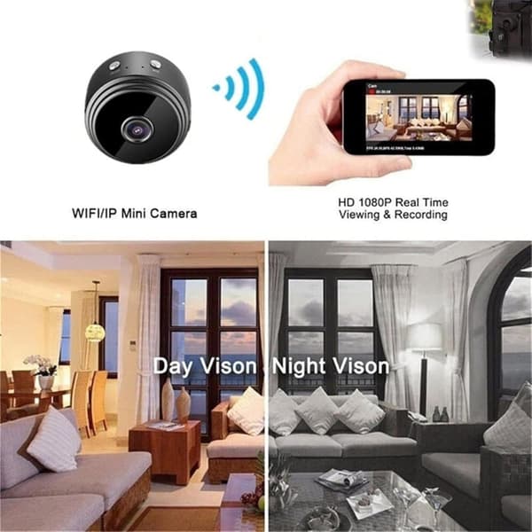 3 pakkauksen mini-Wifi-kamerat, langattomat kamerat ääni- ja videolähetyksellä, HD 1080p -koti