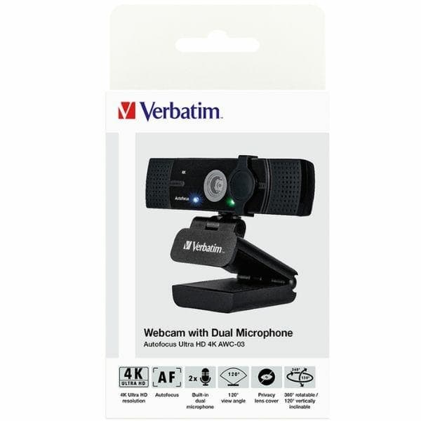 Verbatim Webbkamera med Mikrofon Full HD 1080p AWC-03 - Svart