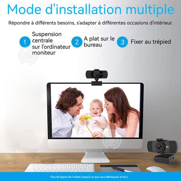 INN Webcam för PC 2k rotation 360 grader inbyggd brusreducerande mikrofon strömmande webcam dator kamera