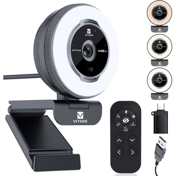 Webbkamera - Vitade - 862Pro - 1080p FHD - 60 FPS - Fjärrkontroll med integrerat skyddsskydd