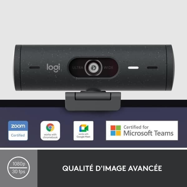 Logitech Brio 500 webbkamera HD-webbkamera med dubbla brusreducerande mikrofoner - grafit