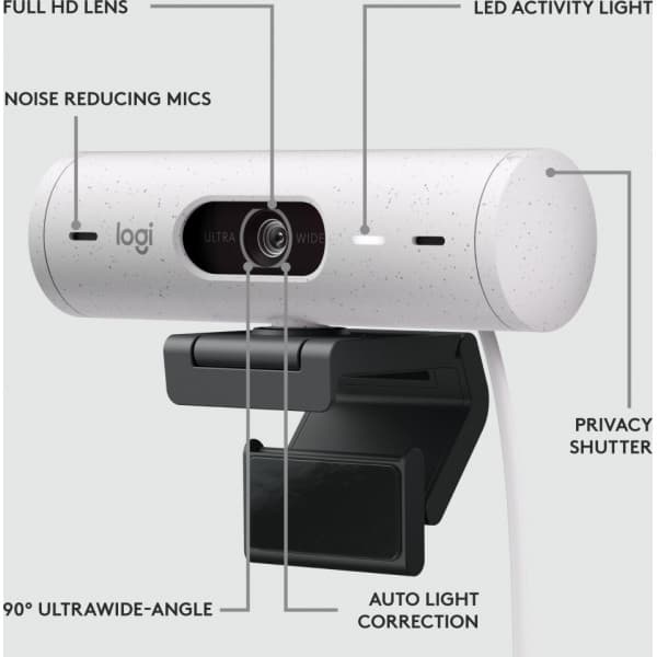 Logitech Brio 500 -web-kamera, valkoinen