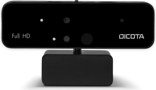 DICOTA Webcam PRO Ansiktsigenkänning - Webbkamera - Färg - 1920x1080 - 1080p - Ljud - USB 2.0 Svart