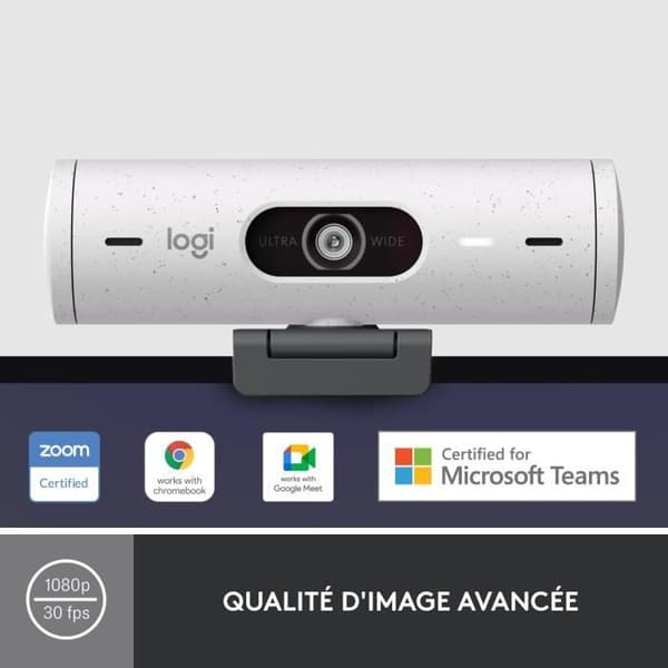 Logitech Brio 500 webbkamera HD-webbkamera med dubbla brusreducerande mikrofoner - Vit