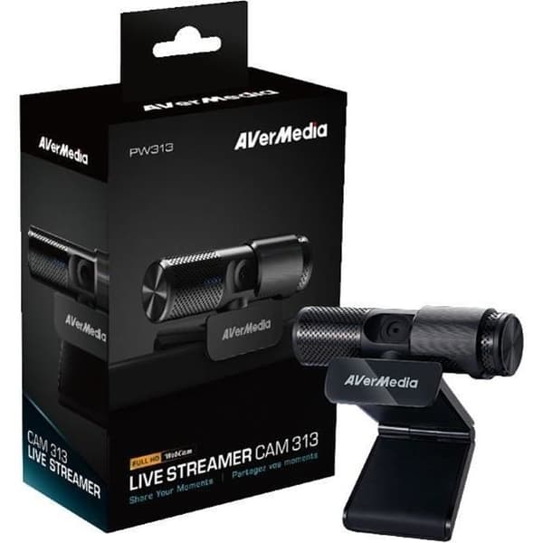 AVerMedia Live Streamer CAM 313 (PW313) - Webbkamera för YouTubers och Streamers - Spela in i Full HD 1080p30 / Plug and Play /