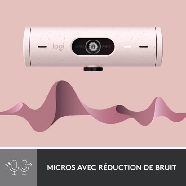 Logitech Brio 500 webbkamera HD-webbkamera med dubbla brusreducerande mikrofoner - rosa