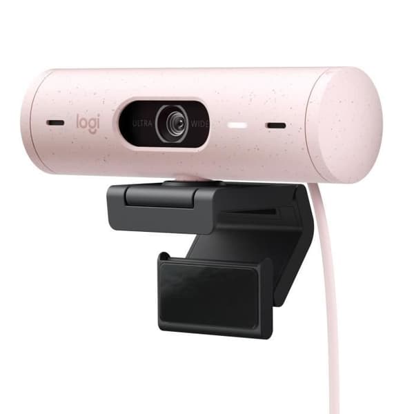 Logitech Brio 500 webbkamera HD-webbkamera med dubbla brusreducerande mikrofoner - rosa Vit