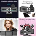 Miniatyrbild 3 av 4: INN Webcam för PC 4k med extra ljus, inbyggd mikrofon, 360 graders rotation, streamingwebbkameror, webbkameror för streaming.
