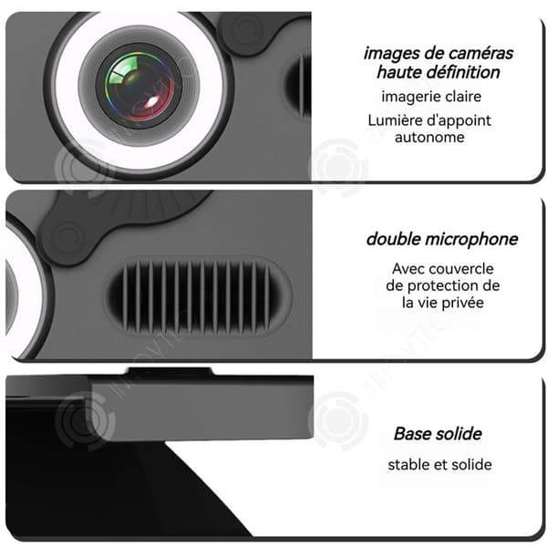 INN Webcam för PC 4k med extra ljus, inbyggd mikrofon, 360 graders rotation, streamingwebbkameror, webbkameror för streaming.