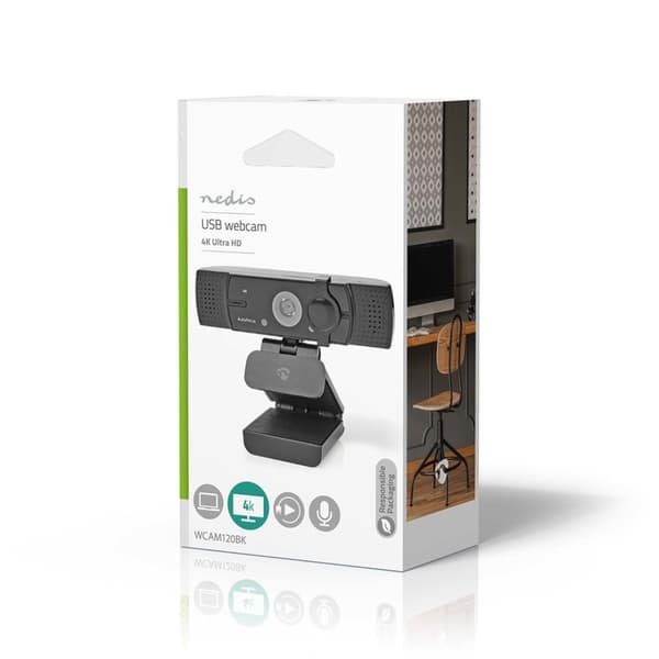 Nedis webcam Full HD 60fps / 4K 30fps sort