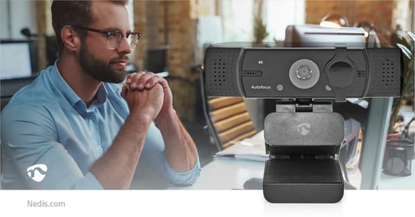 Nedis webcam Full HD 60fps / 4K 30fps sort